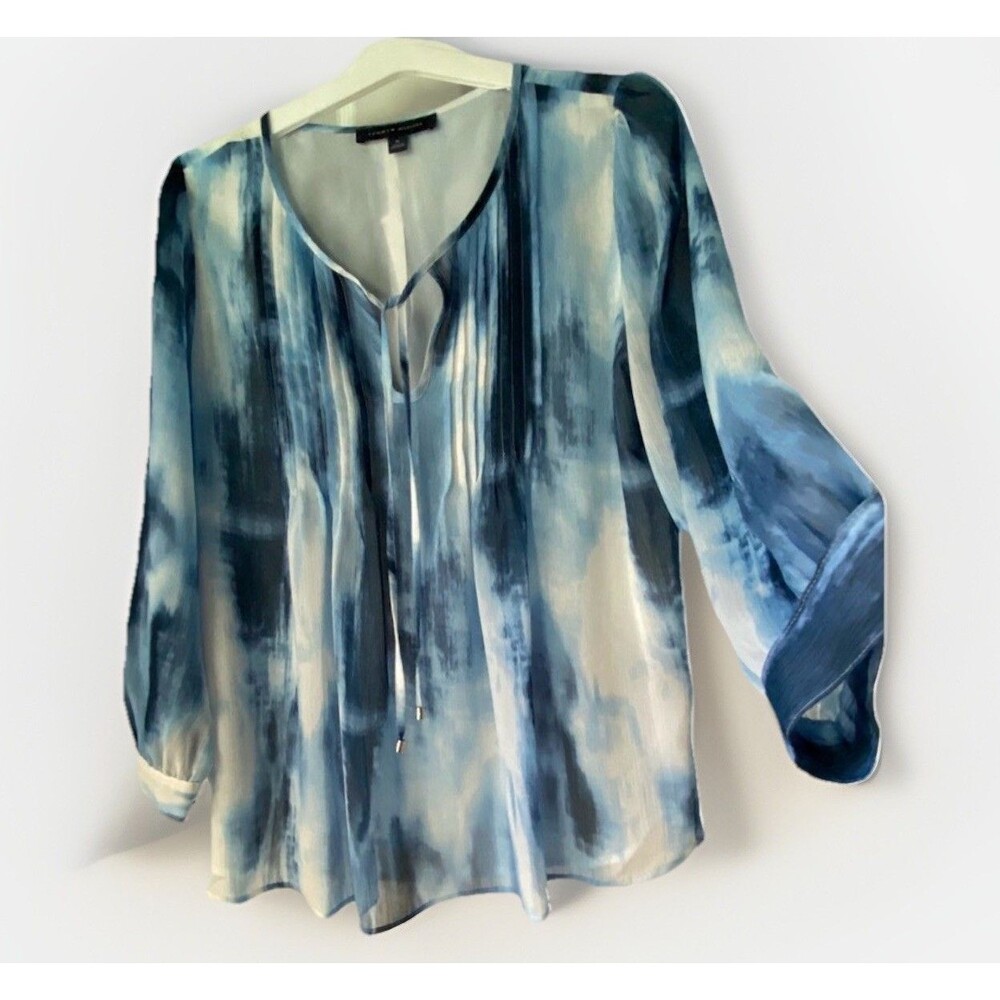 Tommy Hilfiger Womens Top Size 10 Blue And White Tie Dye effect Like New
